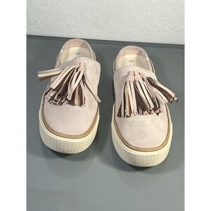 TOMS Sunrise Blush Suede Tassel Slip On Mule Sneaker Sz 7